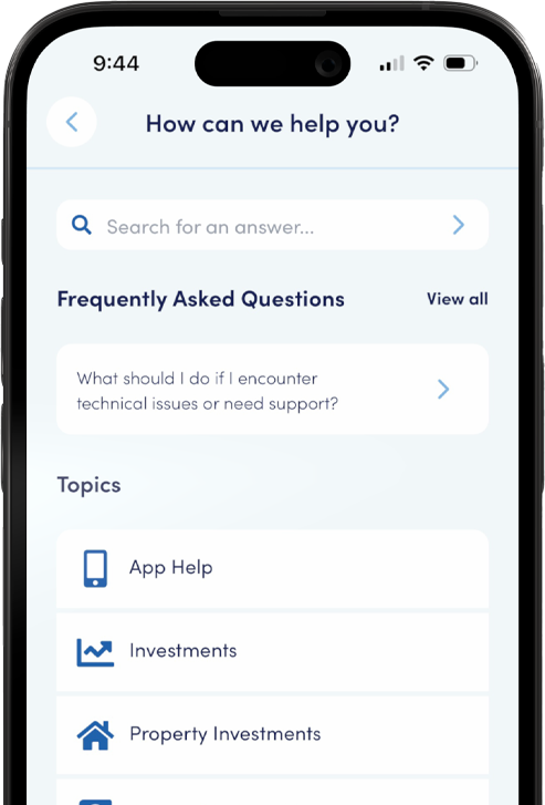 Chat interface in the Holborn App to contact an investment adviser directly